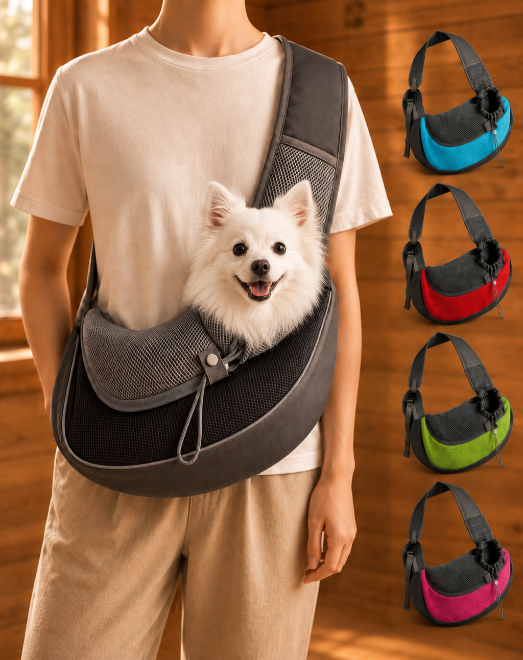 Mesh Sling Crossbody Pet Cat Dog Carrier Shoulder Bag