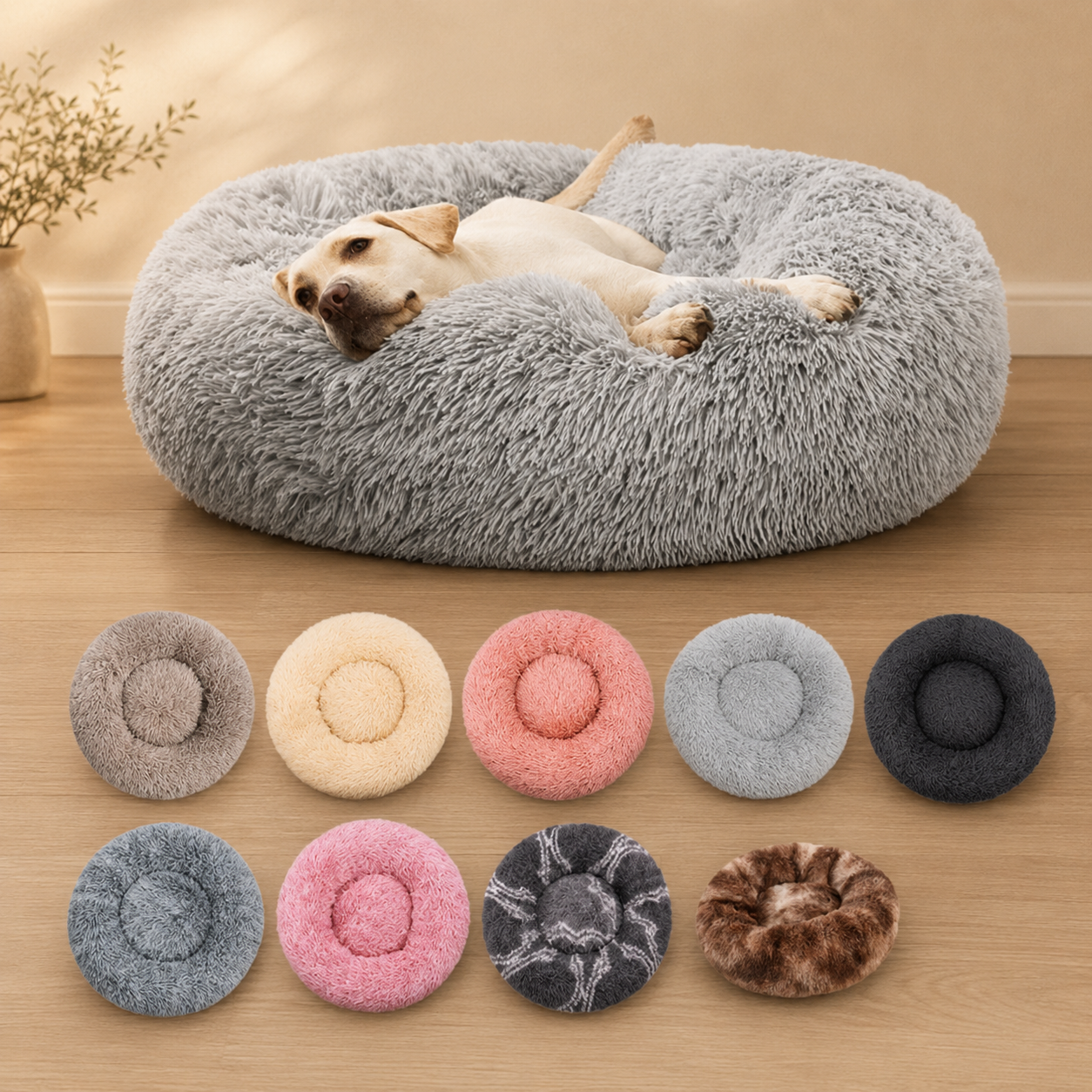Round Pet Bed – Cozy Plush Bed for Dogs & Cats