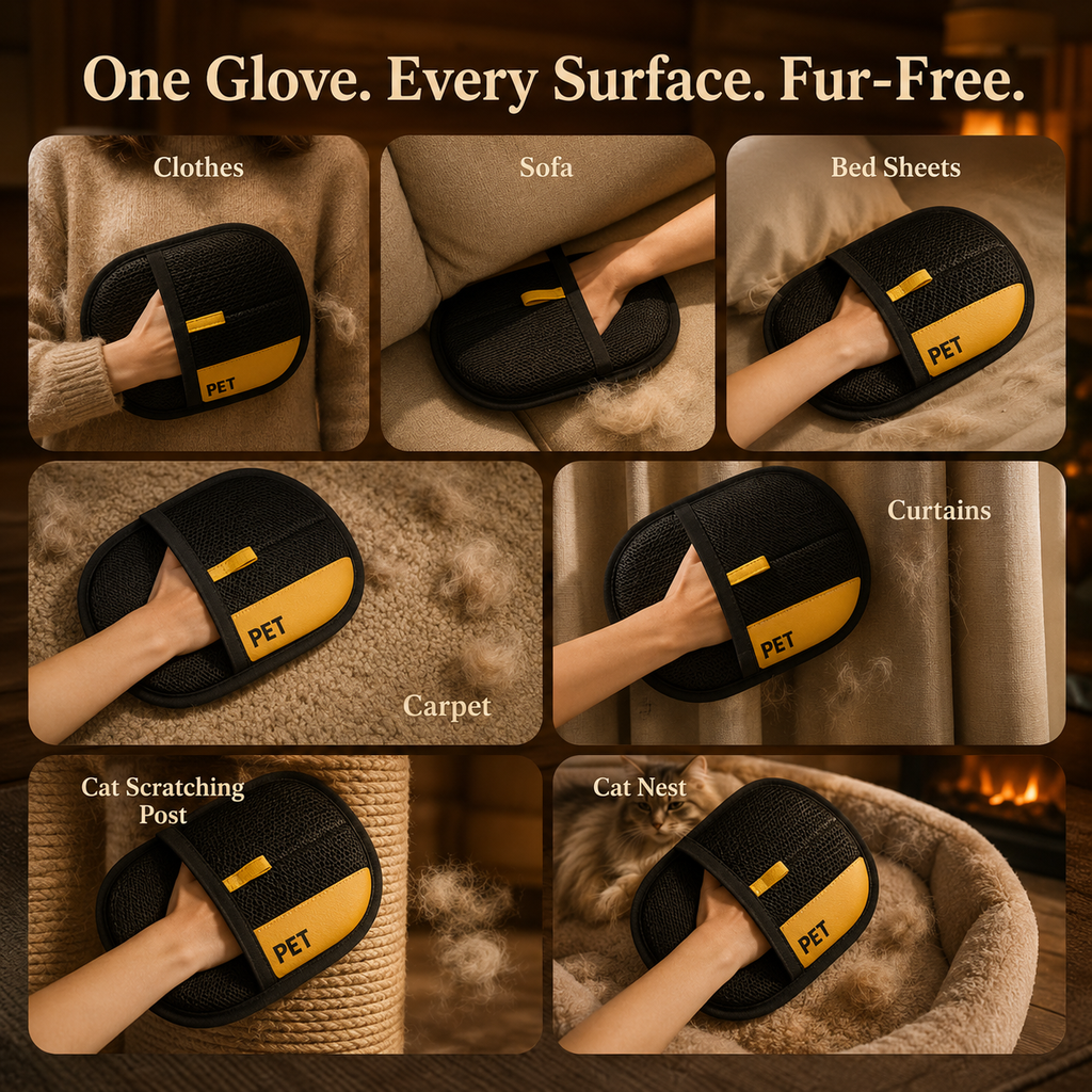 Pet Hair Removal Glove – Reusable Fur & Lint Cleaner for Cats & Dogs