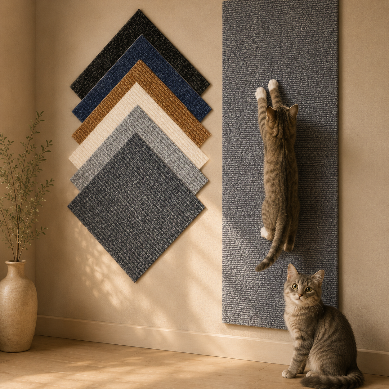 Self-Adhesive Cat Scratching Mat – Trimmable DIY Furniture Protector for Sofas, Walls & Corners, Multiple Sizes & Colors
