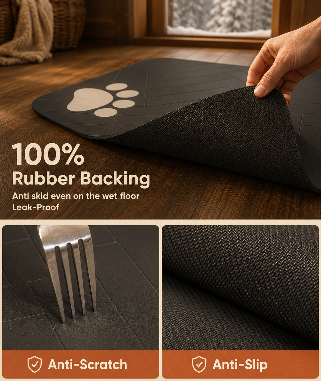 Non-Slip Waterproof Pet Feeding Mat – Absorbent Placemat for Dog & Cat Bowls