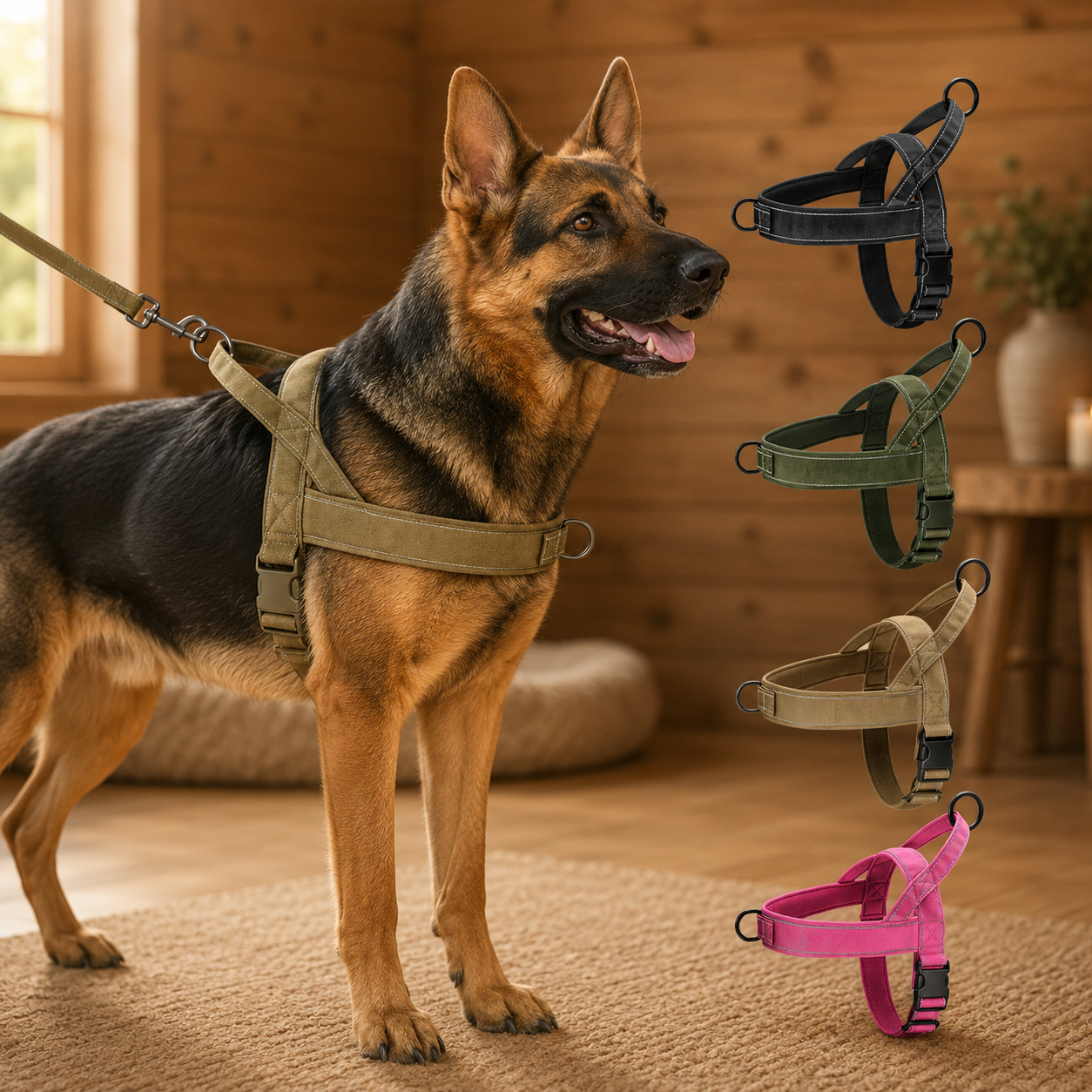 No-Pull Tactical Dog Harness – Adjustable 1000D Nylon for Large Dogs